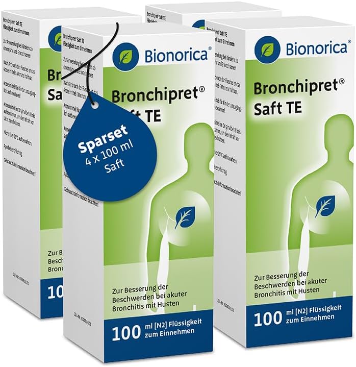 Bronchipret® Saft TE für Kinder ab 1 Jahr – 3-fach Effekt gegen Husten, Schleim und Entzündungsbeschwerden in den Bronchien, pflanzliche Thymian-Efeu-Kombination, zuckerfrei, 100 ml, Saft