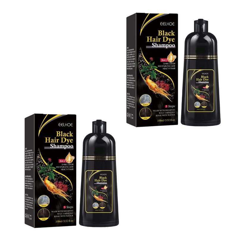 EELHOE Black Hair Dye Shampoo with Polygonum Multiflorum Extract 2pcs