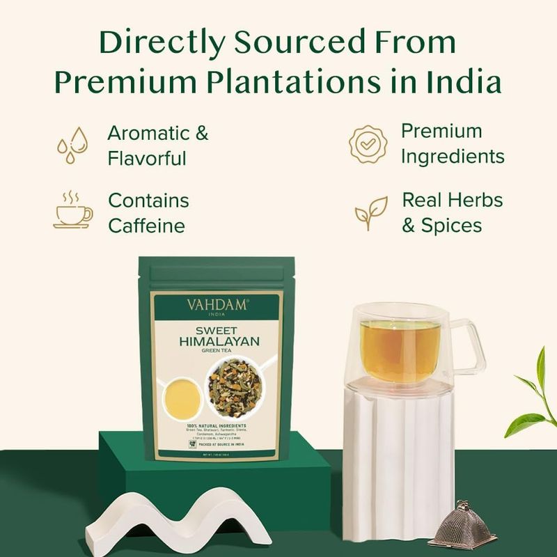 VAHDAM Sweet Himalayan Detox Green Tea, 100 Cups, 200g