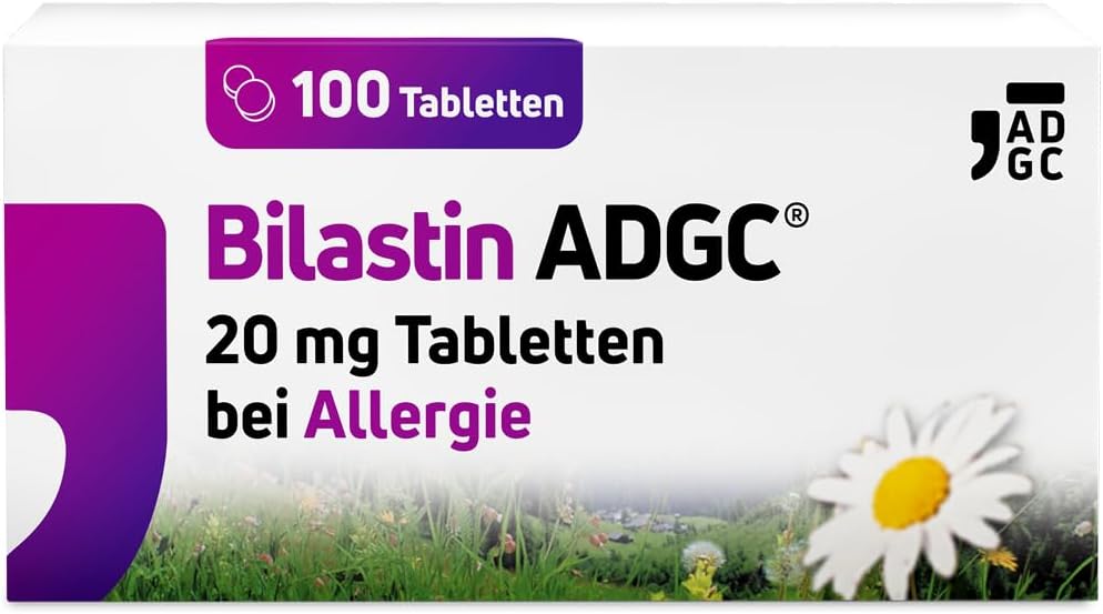 Bilastin ADGC® 20 St - Allergietabletten bei Heuschnupfen - schnell & langanhaltend bis 24 St. wirksam bei allergischem Schnupfen, Nesselsucht(Urtikaria), Juckreiz, Tierhaar- und Hausstauballergie