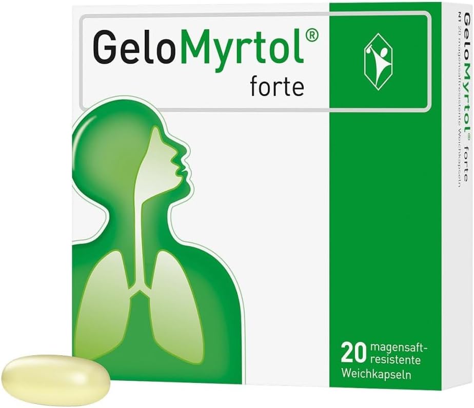 GeloMyrtol Forte: Herbal mucus remover for acute and chronic infections of the upper and lower respiratory tract with cough, runny nose and pressure headache - from 6 years, 20 capsules