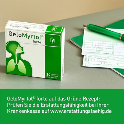 GeloMyrtol Forte: Herbal mucus remover for acute and chronic infections of the upper and lower respiratory tract with cough, runny nose and pressure headache - from 6 years, 20 capsules