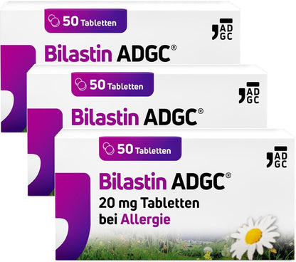 Bilastin ADGC® 20 St - Allergietabletten bei Heuschnupfen - schnell & langanhaltend bis 24 St. wirksam bei allergischem Schnupfen, Nesselsucht(Urtikaria), Juckreiz, Tierhaar- und Hausstauballergie