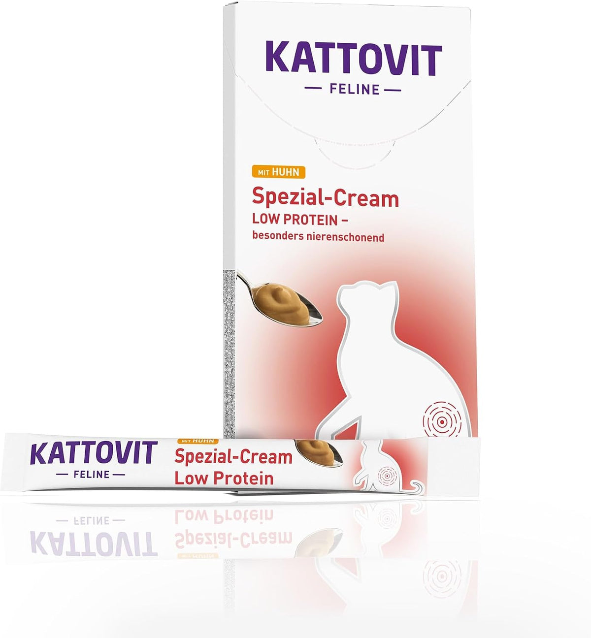 KATTOVIT Special Cream Low Protein Cat Diet Snack to Support Kidney Function for Adult Cats 66 x 15 g Chicken