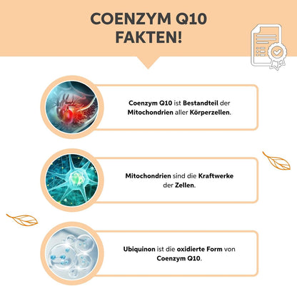 Coenzym Q10 Kapseln 200 Stueck | 200mg Hochdosiert Premium Ubiquinon | Vegan aus pflanzlicher Fermentation