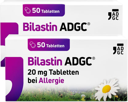 Bilastin ADGC® 20 St - Allergietabletten bei Heuschnupfen - schnell & langanhaltend bis 24 St. wirksam bei allergischem Schnupfen, Nesselsucht(Urtikaria), Juckreiz, Tierhaar- und Hausstauballergie