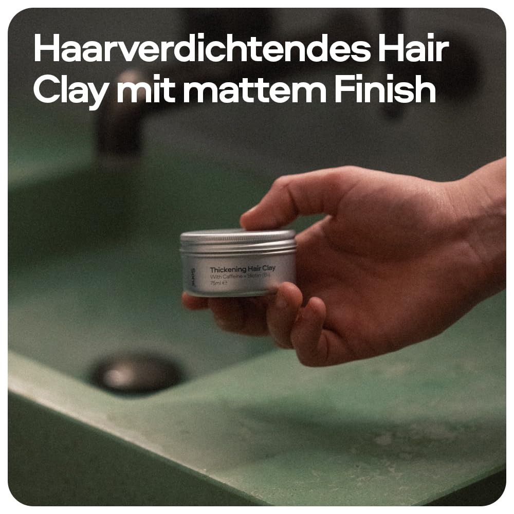Sons Thickening Hair Clay for Men 75 g, Leave-in Styling Pomade with Caffeine & Biotin, for Hair Loss & Thinning, Promotes Hair Growth & Hair Thickening, Medium Hold, Matte Finish, Citrus Fragrance