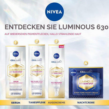 NIVEA Cellular Luminous 630 Anti-Dark Spot Advanced Treatment Serum, 30 ml, Face Serum for Women to Reduce Dark Spot on the Face, Face Serum for Radiant Skin