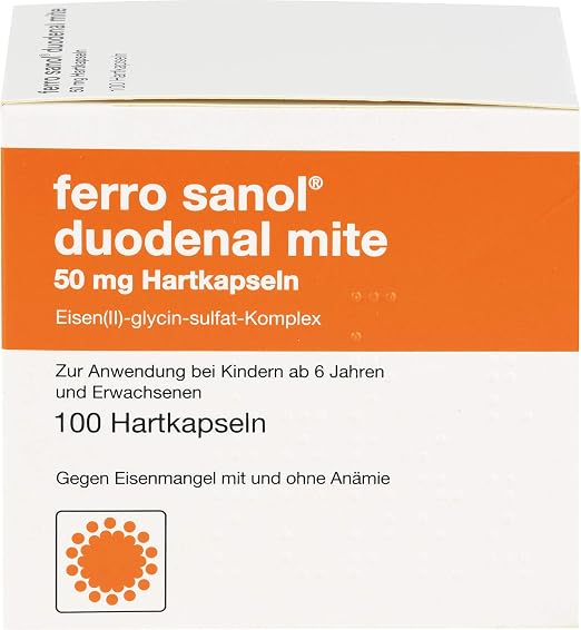 Ferro SANOL Duodenal Mite 50 mg Capsules, Pack of 100
