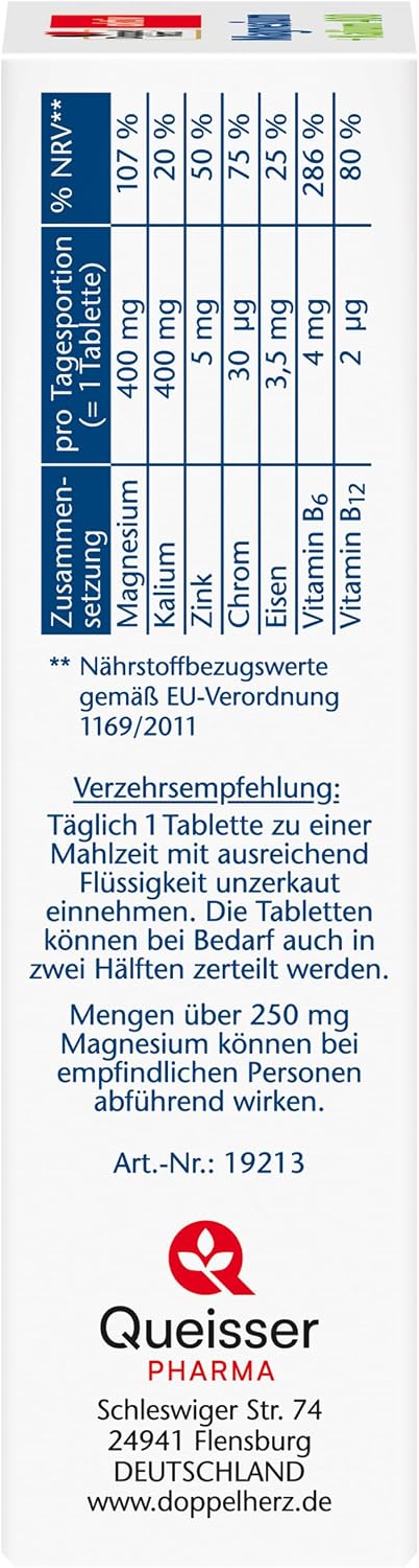 Doppelherz Magnesium + Kalium 400 – Magnesium und Kalium als Beitrag fuer die normale Muskelfunktion – 30 Tabletten
