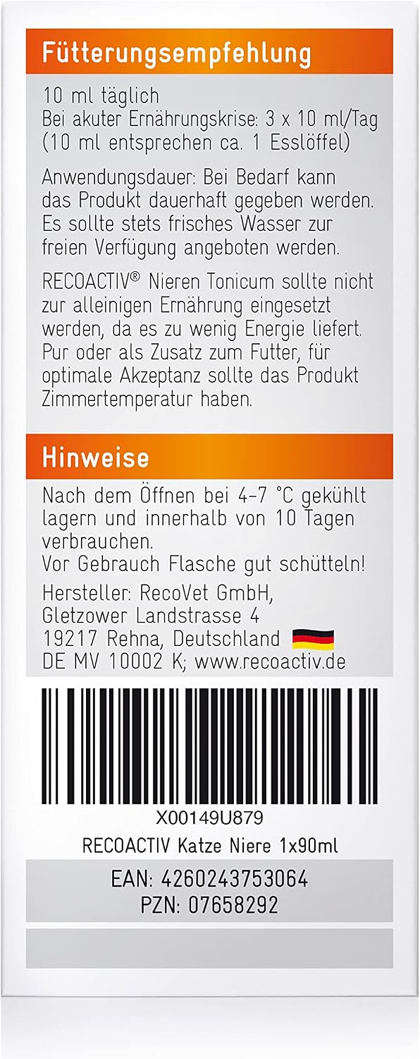 RECOACTIV Niere Katze - sehr schmackhaft, appetitanregend, Tonicum 1x90 ml