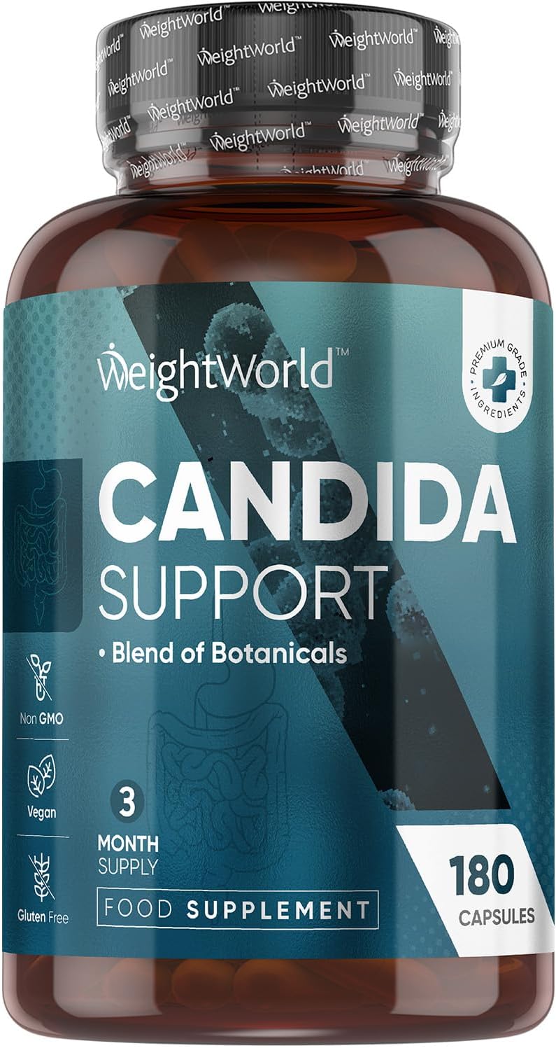 Candida Support - 180 Capsules - 3 Months Supply - with a Blend of 9 Botanicals, 1 Plant-Derived Compound, 3 Key Nutrients & 2 Probiotics - Non-GMO & Gluten-Free - Candida Supplement - Vegan-Friendly