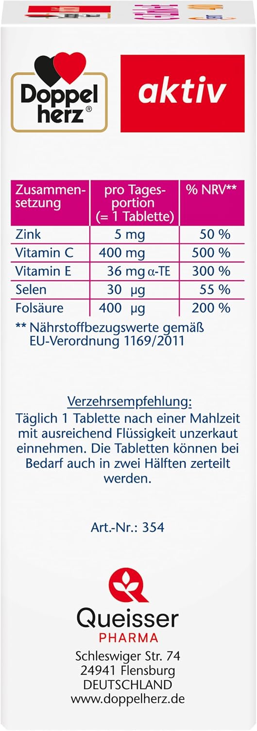 Doppelherz C + Zink + E 400 - Vitamin C und Zink unterstuetzen die normale Funktion des Immunsystems - vegan - 40 Tabletten