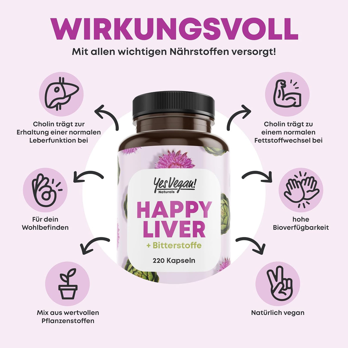 Milk Thistle Artichoke Dandelion Choline Complex with Bitter Substances (220 Capsules) Milk Thistle High Dose 80% Silymarin - with Choline for Normal Liver Function