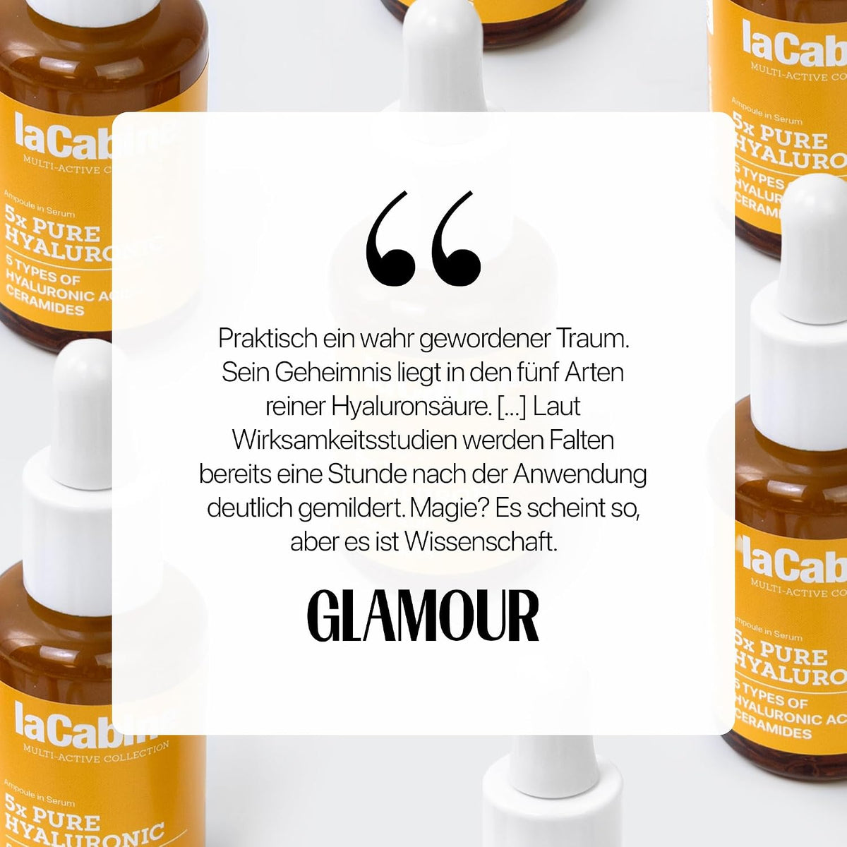 laCabine 5x Pure Hyaluronic Serum | Anti-Wrinkle Face Serum with 5 Types of Hyaluronic Acid for Deep Hydration, Skin Plumping, Improved Elasticity and Protection of the Skin Barrier.