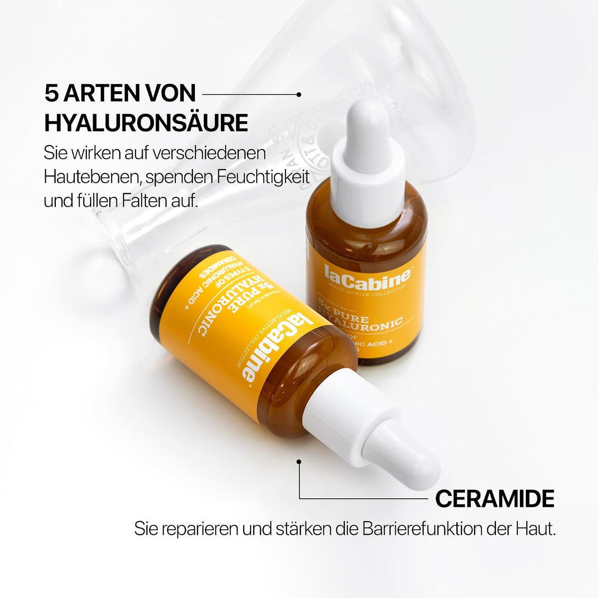laCabine 5x Pure Hyaluronic Serum | Anti-Wrinkle Face Serum with 5 Types of Hyaluronic Acid for Deep Hydration, Skin Plumping, Improved Elasticity and Protection of the Skin Barrier.