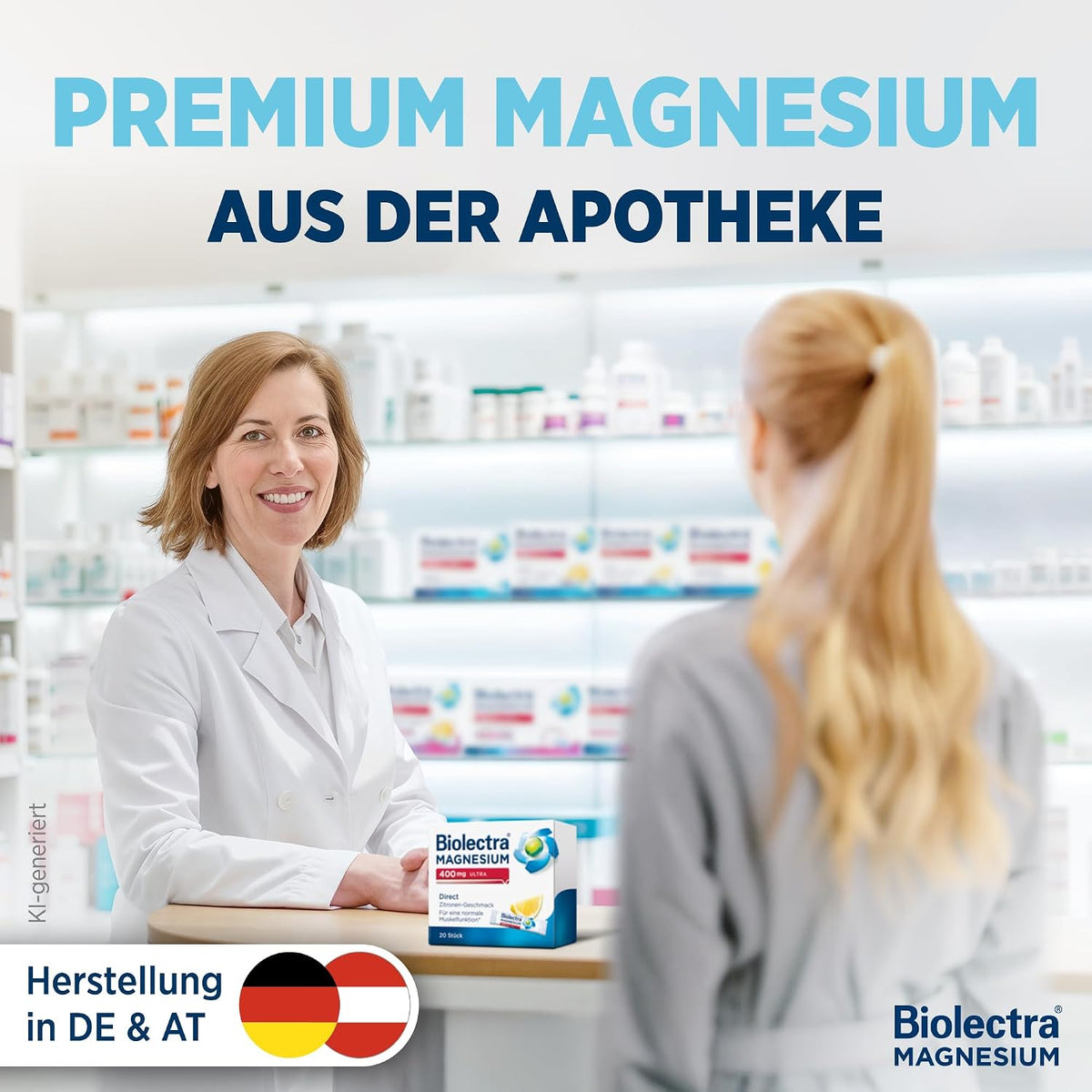 Biolectra Magnesium 400 mg Direct Sticks Zitrone, 60 Stueck, hochdosiert