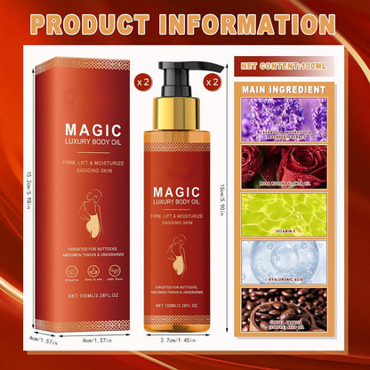 2 Stueck Magic Body Oil, Magic Luxury Body oel, Glow Remedy Oil, Leicht einziehendes Massageoel, Koerperpflegeoel, Reduziert Feine Linien an Wangen/Bauch/Oberschenkeln/Armen