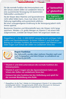 Doppelherz C + Zink + E 400 - Vitamin C und Zink unterstuetzen die normale Funktion des Immunsystems - vegan - 40 Tabletten