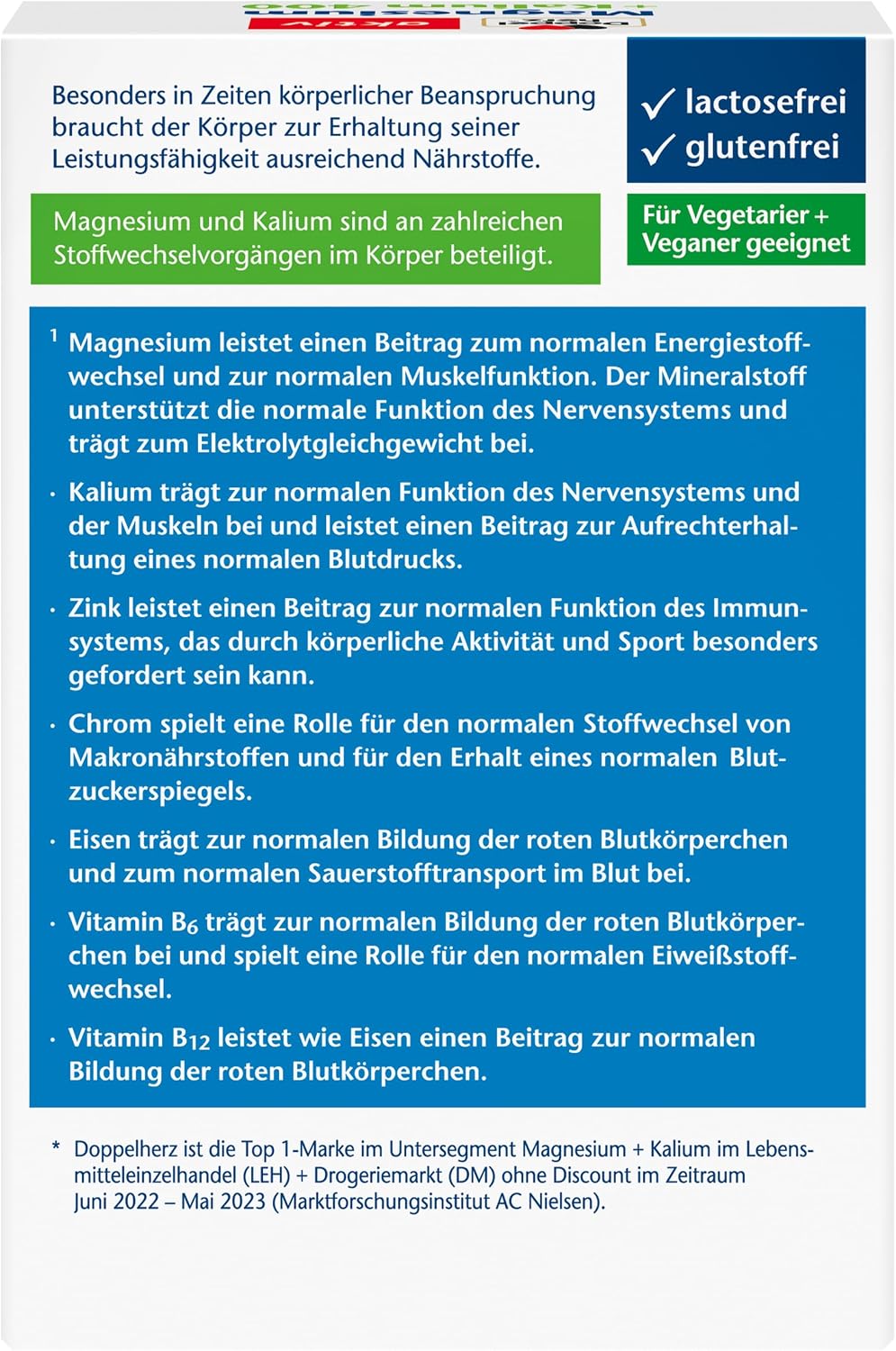 Doppelherz Magnesium + Kalium 400 – Magnesium und Kalium als Beitrag fuer die normale Muskelfunktion – 30 Tabletten