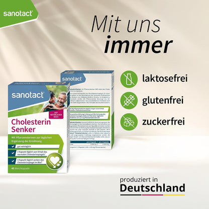 sanotact Cholesterin Senker (45 Weichkapseln) • Cholesterinspiegel natürlich senken • Pflanzensterine zur täglichen Nahrungsergänzung • 1.500mg Pflanzensterine pro Tagesdosis