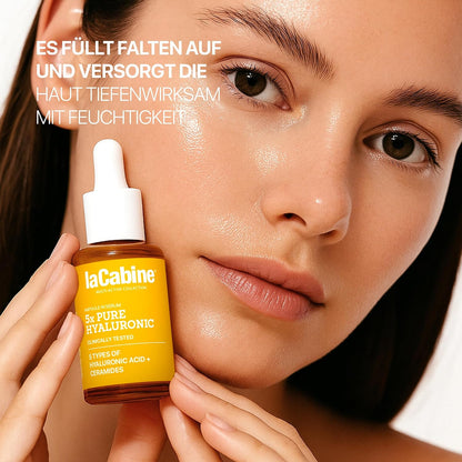laCabine 5x Pure Hyaluronic Serum | Anti-Wrinkle Face Serum with 5 Types of Hyaluronic Acid for Deep Hydration, Skin Plumping, Improved Elasticity and Protection of the Skin Barrier.