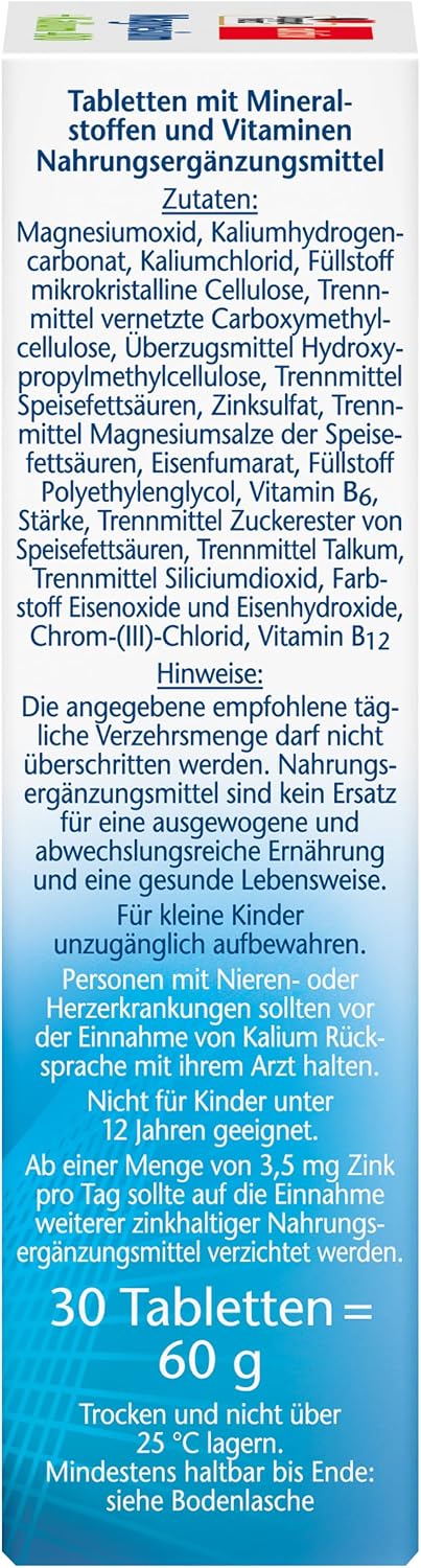 Doppelherz Magnesium + Kalium 400 – Magnesium und Kalium als Beitrag fuer die normale Muskelfunktion – 30 Tabletten