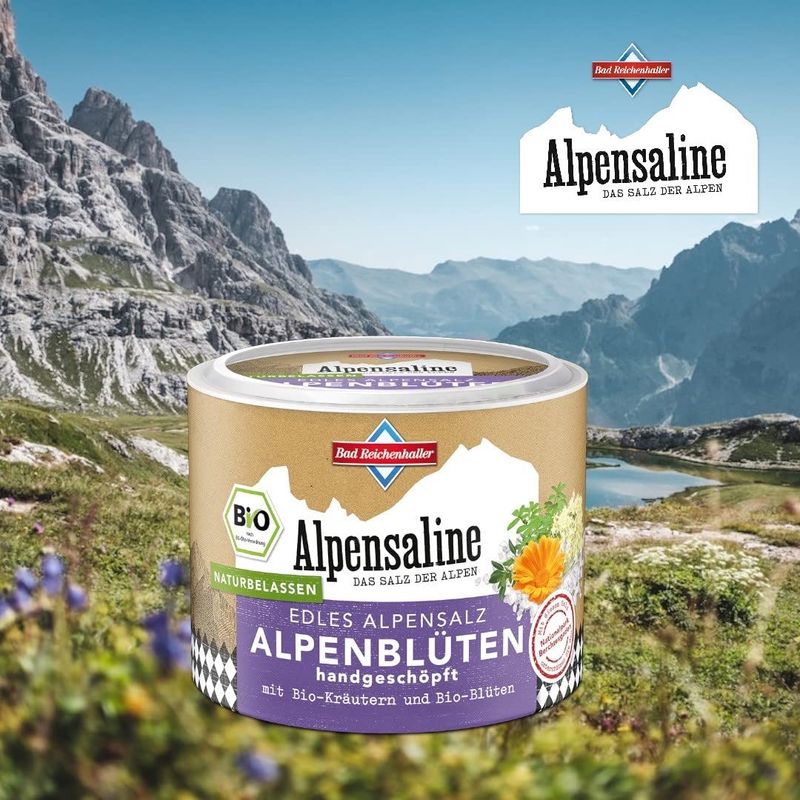 Bad Reichenhaller Alpensaline Alpine Salt with Alpine Blossoms 80g Tin