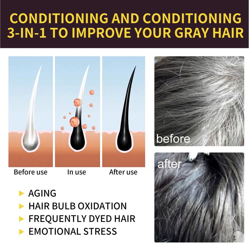 EELHOE Black Hair Dye Shampoo with Polygonum Multiflorum Extract 2pcs