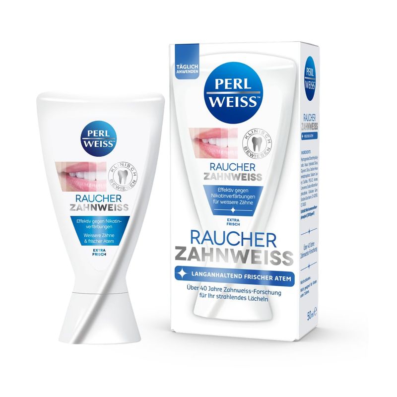 Perlweiss Smoker Teeth Whitening Effectively Removes Discolouration and Smoking Surfaces, Perfect White Formula for Fresh Breath, 50 ml
