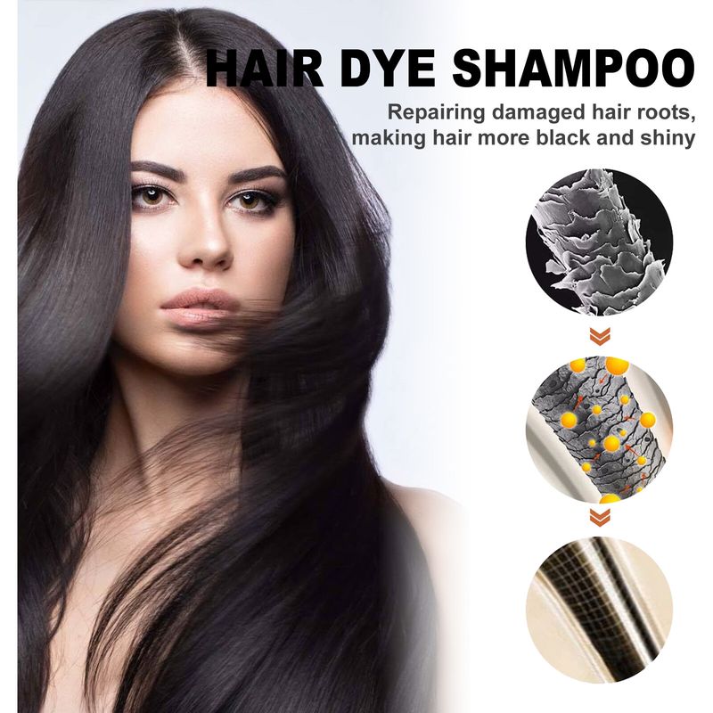EELHOE Black Hair Dye Shampoo with Polygonum Multiflorum Extract 2pcs