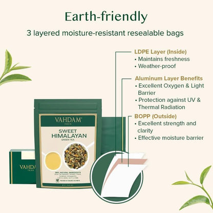 VAHDAM Sweet Himalayan Detox Green Tea, 100 Cups, 200g