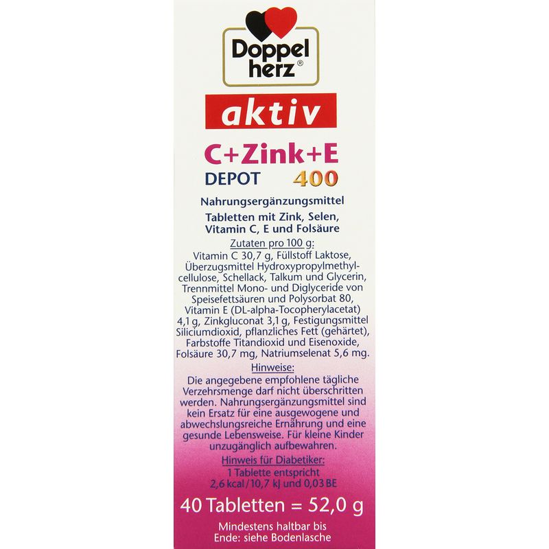 DOPPELHERZ C + Zink + E Depot Tabletten