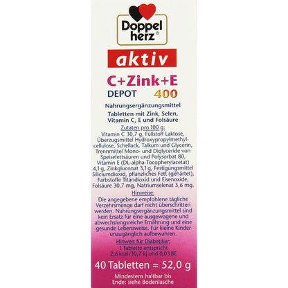 DOPPELHERZ C + Zink + E Depot Tabletten